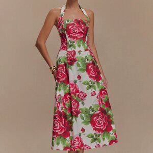 Meshki- Juana FINAL SALE Halter Midi Dress - Sonia Rose Print